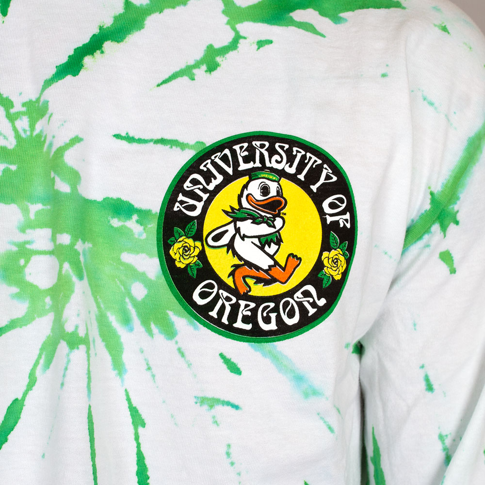Ducks Spirit, Green, Long Sleeve, Cotton, Men, Unisex, Football, Class Trip, Tie-Dye, Grateful Dead, Dancing Bears, T-Shirt, 997214
